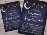 Starry Night Baby Shower Invitations Over the Moon Starry Night Baby Shower Invitation with Free