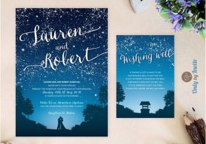 Starry Night Party Invitations Starry Night Wedding Invitation and Wishing Well Card Under