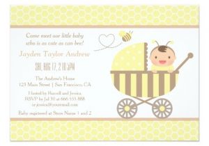 Stroller Baby Shower Invitations Cute Bumble Bee Stroller Baby Shower Invitations