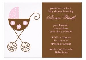 Stroller Baby Shower Invitations Pink Stroller Girls Baby Shower Invitation 5" X 7