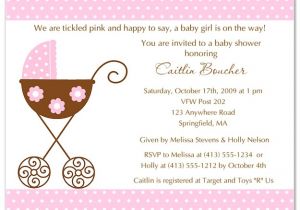 Stroller Baby Shower Invitations Stroller Fun Girl Pink Polka Dots Baby Shower Invitations