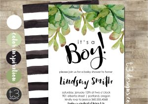Succulent Baby Shower Invitations Boy Baby Shower Invitation Modern Baby Shower Invite
