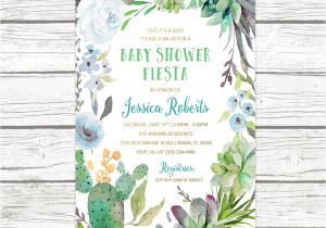Succulent Baby Shower Invitations Fiesta Baby Shower Invitation Boy Cactus Baby Shower