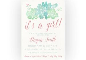 Succulent Baby Shower Invitations Girl Baby Shower Invitation Succulent Watercolor Boho Baby