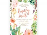 Succulent Baby Shower Invitations Girl Baby Shower Invitation Succulent Watercolor Flowers