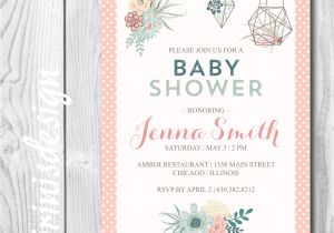 Succulent Baby Shower Invitations Succulent Baby Shower Invitation Green Fresh Polka Dots