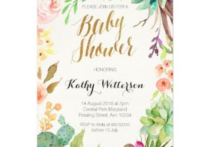 Succulent Baby Shower Invitations Succulent Cactus Baby Shower Invitation