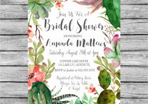 Succulent Bridal Shower Invitations Bridal Shower Succulent Invitation Printable by