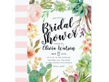 Succulent Bridal Shower Invitations Modern Cactus Succulent Floral Bridal Shower Invitation