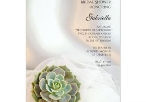 Succulent themed Bridal Shower Invitations Green Succulent On White Bridal Shower Invitation