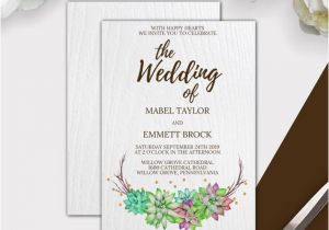Succulent Wedding Invitation Template Floral Succulent Wedding Invitation Template A Printable