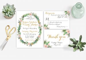 Succulent Wedding Invitation Template Watercolor Succulent Wedding Invitation Printable Diy
