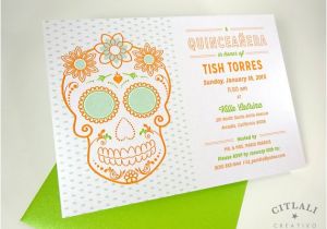 Sugar Skull Baby Shower Invitations Sugar Skull Quinceañera Invitations Floral Flower by Citlali