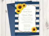 Sunflower Wedding Invitation Template Sunflower Wedding Invitation Printable Template with Navy Blue