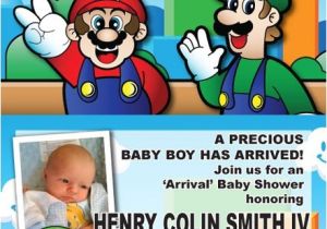 Super Mario Brothers Baby Shower Invitations Super Mario Bros themed Baby Shower Invites