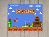 Super Mario Wedding Invitations Wedding Invitation Mario Bros Pixel Nintendo Peach Mario
