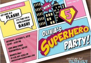 Supergirl Birthday Party Invitations Supergirl Birthday Invitation Diy Superhero Comic Book Card