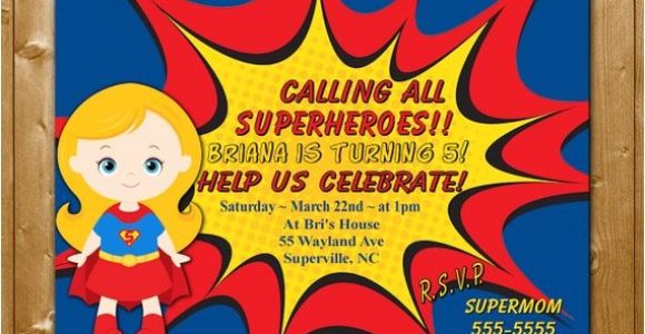Supergirl Birthday Party Invitations Supergirl Invitation Supergirl Birthday Invitation