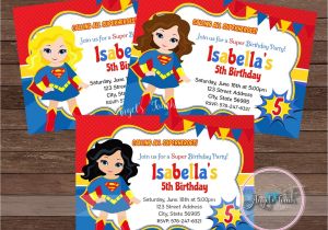 Supergirl Birthday Party Invitations Superhero Super Girl Party Invitation Super Girl Invitation