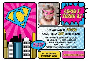 Supergirl Birthday Party Invitations Vintage Super Girl Printable Photo Invitation