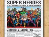 Superhero Newspaper Birthday Invitations Superhero Newspaper Boys Birthday Invitation by