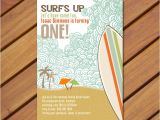 Surf Birthday Party Invitations Printable Vintage Beach Surf themed Birthday Party Invitation
