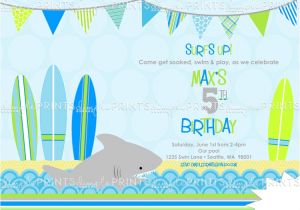Surf Birthday Party Invitations Shark Surf Boards Birthday Invitation Dimple Prints Shop