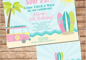 Surf Birthday Party Invitations Surf Birthday Party Invitation for Girl In Pink by