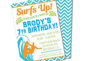 Surf S Up Birthday Party Invitations Surf Birthday Party Invitation Surf S Up Pool Party
