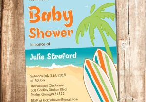 Surfer Baby Shower Invitations Surfer Baby Shower Invitation Printable Beach Baby Shower