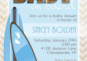 Surfer Boy Baby Shower Invitations Baby On Board Surf themed Baby Shower Invitation