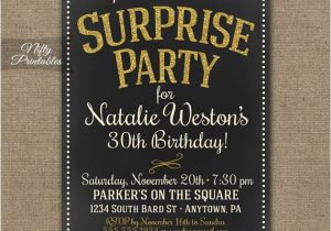 Surprise 30th Birthday Invitations Surprise Party Invitations Printable Chalkboard Surprise