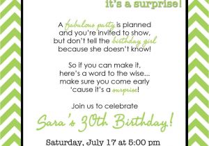 Surprise 30th Birthday Party Invitation Wording Chevron Surprise Party Invitation