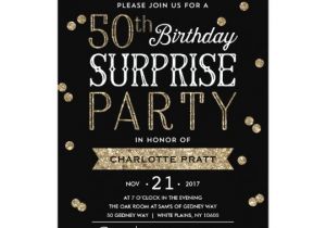 Surprise 50th Anniversary Party Invitations 50th Glitter Confetti Surprise Party Invitation Zazzle Com