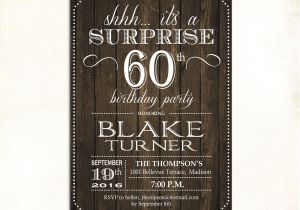 Surprise 60 Birthday Party Invitations Surprise 60th Birthday Invitation Any Age Rustic