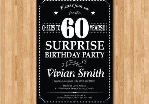 Surprise 60 Birthday Party Invitations Surprise 60th Birthday Invitation Chalkboard Birthday Party