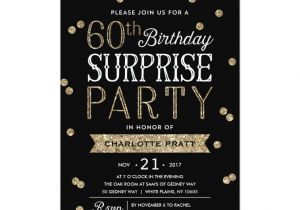 Surprise 60th Birthday Invitation Sayings 60th Glitter Confetti Surprise Party Invitation