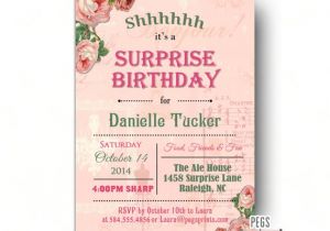 Surprise 60th Birthday Invitation Sayings Shabby Chic Surprise Party Invitation Printable Surprise