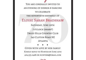 Surprise 70th Birthday Invitation Wording Front View