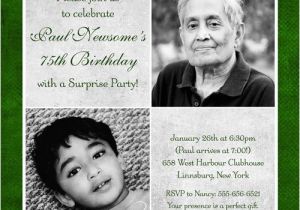 Surprise 75th Birthday Invitations Wording 75th Birthday Invitation Green Gray Party Two Photos