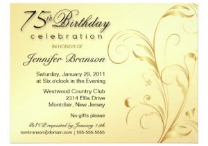Surprise 75th Birthday Party Invitations 75th Birthday Surprise Party Gold Floral Large 6 5×8
