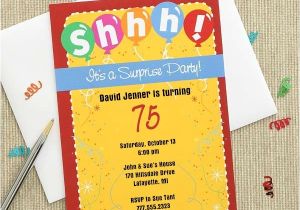 Surprise 75th Birthday Party Invitations Colorful Surprise Party Invitations
