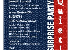 Surprise 75th Birthday Party Invitations Surprise 75th Birthday Modern Red White Blue Star