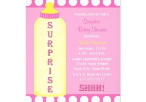 Surprise Baby Shower Invite Surprise Baby Shower Invitation Pink Baby Bottle 5 Quot X 7