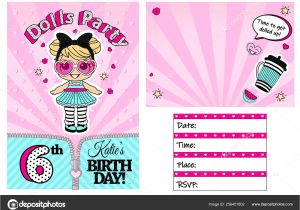 Surprise Birthday Invitation Template Vector Title Pink Vector Template Invitation Card Little Girl