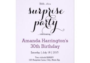 Surprise Birthday Invitations Uk Purple Glitter Surprise Birthday Party Invitations Zazzle