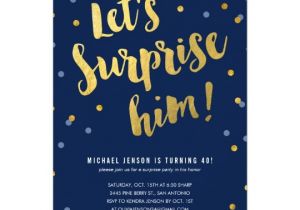 Surprise Party Invitation Template Gold Lettering Surprise Party Invitations for Him