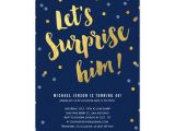 Surprise Party Invitation Template Gold Lettering Surprise Party Invitations for Him Zazzle