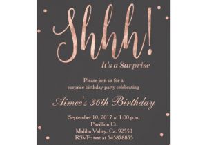 Surprise Party Invitation Template Rose Gold Surprise Birthday Party Invitation Zazzle Com