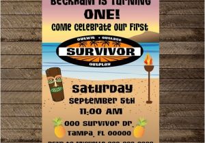 Survivor Party Invitations Survivor theme First Birthday Party Survivor Invite First